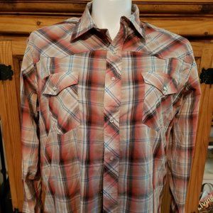 Wrangler Western Shirt Mens Long Sleeved Pearl Snap XL